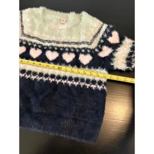 Victorias‎ Secret Heart Fair Isle Eyelash Knit Sweater Mint Navy Pink Medium thumbnail 5