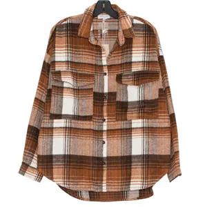 NWT ACOA Shacket Wool Flannel Oversize Y2K Boyfriend Western Button Plaid Small thumbnail 1