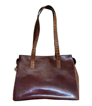 Brahmin Brown Leather And Croc Embossed Shoulder Bag thumbnail 1