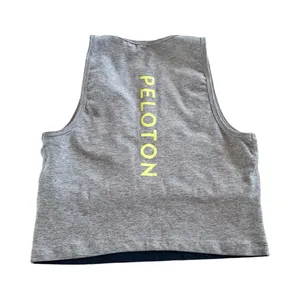 Beyond‎ Yoga Peloton Womens Medium Colorblock Crop Tank Top Navy Gray Neon Logo thumbnail 5
