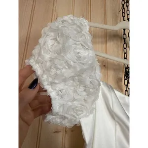 NWT Lulus Precious Enchantment White Satin Floral Puff Sleeve Mini Dress LWD S thumbnail 3
