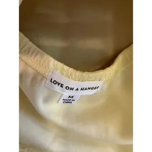 Love On A Hanger Yellow Floral Embroidered Mesh Halter Babydoll Top Medium thumbnail 2
