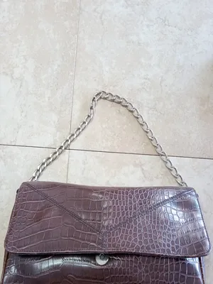 kristen davis Faux Alligator Dark Brown Purse thumbnail 2