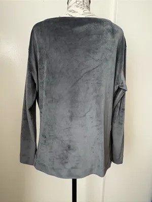 White House Black Market Slate Gray Draped Boatneck Long-Sleeve Top thumbnail 5