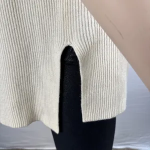Vince Mock‎ Neck Tunic Sweater Size S Ivory Ribbed Knit Wool Cashmere Cap Sleeve thumbnail 6