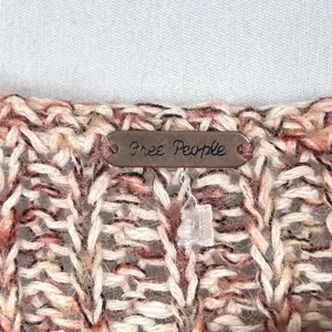 Free People Open Cable Knit Sweater Womens Small Pullover Cotton Linen Boho Pink thumbnail 7