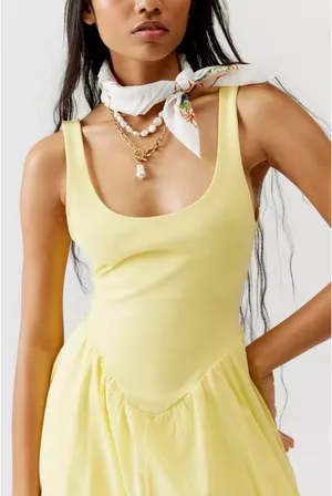 Yellow Drop-Waist Mini Dress thumbnail 1