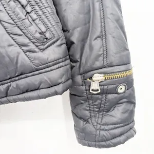 Diesel Womens Black Vintage Y2K Quilted Moto Utility Bomber Jacket Size L thumbnail 2