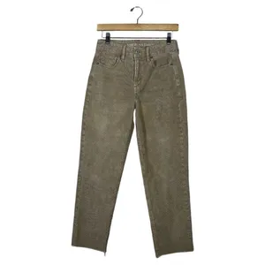 American Eagle Mom Straight Corduroy Pants Tan Khaki Acid Wash Boho Size 4 thumbnail 2