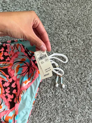 aerie Floral Bikini Bottoms in Coral, Turquoise & Brown thumbnail 5
