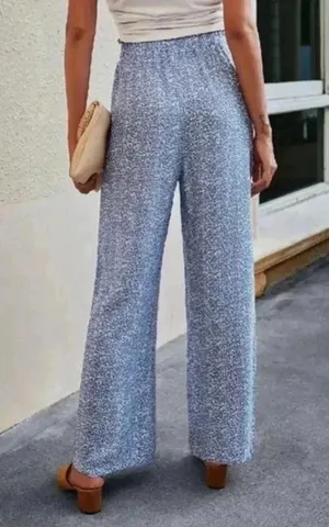 Coastal Chic Print Wide Leg Drawstring Pants Ocean Blue Womens size L thumbnail 4