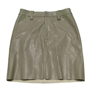 Mango MNG Olivia Green Faux Leather Mini Skirt Size Small thumbnail 1