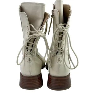 Sam Edelman TanaI Womens White Leather Square Toe Lace-up Back Ankle Boots 8.5 thumbnail 3