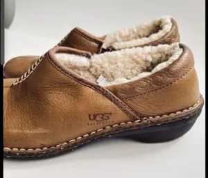 UGG Bettey 1928 Shearling Lined Brown Leather Tan Slip-On Shoes Size 7 thumbnail 8