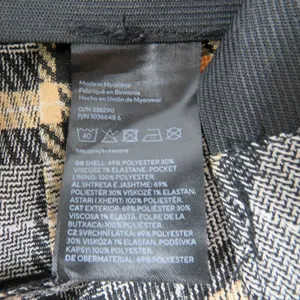 H&M Tan Black Plaid High Rise Straight Leg Trousers Pants Size 4 thumbnail 7