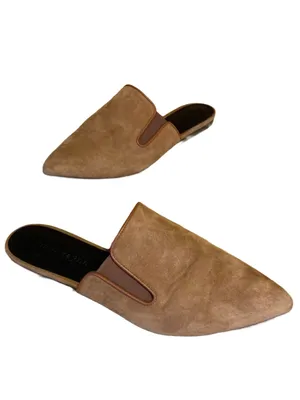 Jenni Kayne Handcrafted Cognac Brown Suede Leather Slide Mule Slides (36) thumbnail 6