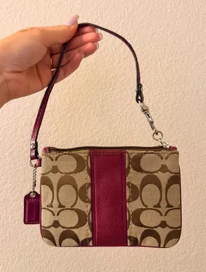 Vintage Coach Wristlet with Maroon Stripe thumbnail 1