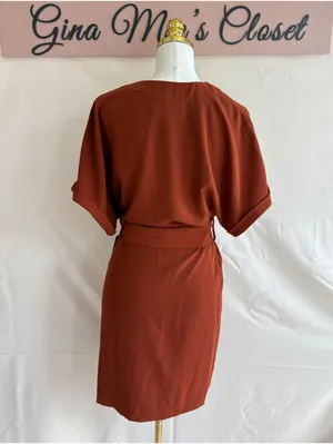 Charles Henry Rust Orange Wrap Dress Size XS from Nordstrom thumbnail 2