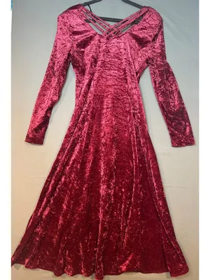 Vintage 90s Fashion Bug Size 10 Burgundy Crushed Velvet Maxi Dress Goth Holiday thumbnail 4