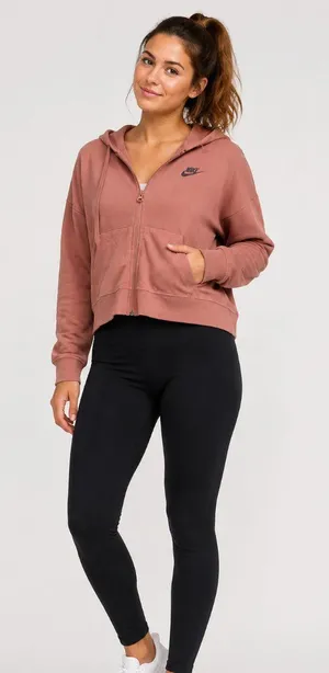 Nike Sportswear Gym Vintage Full Zip Hoodie Coral Pink S thumbnail 1