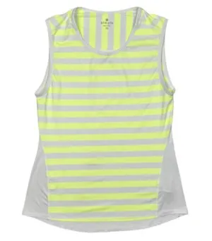 Athleta Ocean Stripe CHI Muscle Tank Top Neon Yellow Athletic Small thumbnail 1