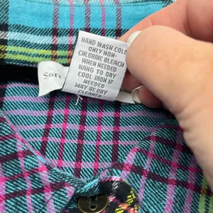 Soft Surroundings‎ Blue Plaid Highlands Flannel Button Shirt Womens Size Medium thumbnail 4