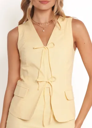 PETAL + PUP Meara Tie Front Vest Top Yellow Size Medium thumbnail 1