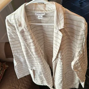 Liz Claiborne Stripped White Lightweight Blazer Jacket thumbnail 2