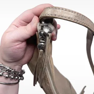 HOBO International Taupe Silver Metallic “Merrin” Leather Backpack Shoulder Bag thumbnail 7