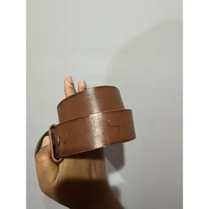Vintage Congac Full Grain Leather Belt Stone Jewel Buckle Boho Hobo Western Y2K thumbnail 6
