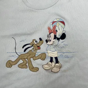 Disney Light Blue Minnie Mouse & Pluto Embroidered Long-Sleeve Crew-Neck Sweater | Donaldson - The Walt Company thumbnail 7