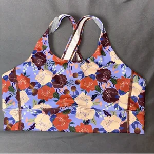 Be. Active Bra Womens Medium Lilac Floral Sport Workout Athletic Gym Casual thumbnail 1