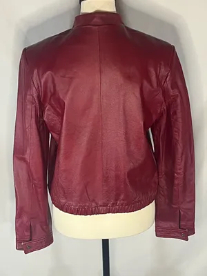 Boutique Europa Women’s Burgundy Genuine Leather Full Zip Jacket Coat Size 8 thumbnail 5