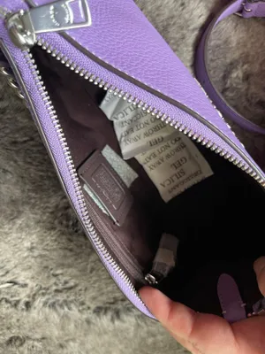 Coach NWT CL407 Charlotte Shoulder Bag Pebble Leather Silver/Iris Color $378 thumbnail 8