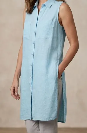 Chico's Light Blue Linen-Look Tunic thumbnail 1