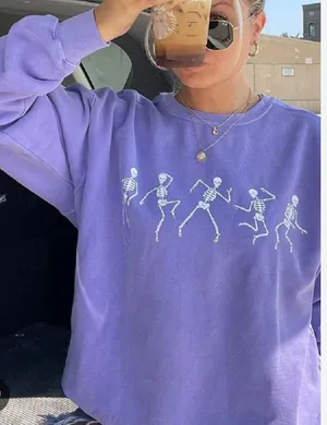 Sunkissed Coconut Purple Skeleton Sweatshirt thumbnail 1