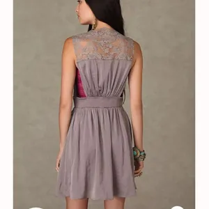 Free People S solid lace neck dress in black thumbnail 2