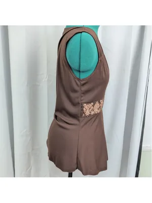 Vintage USA Made Brown Embellished Baby Doll Top thumbnail 5