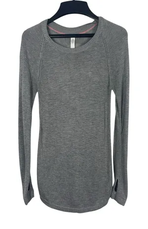 Lululemon Cashmere Blend Sweater Tunic Gray Size 2 Lightweight Thumbholes thumbnail 1