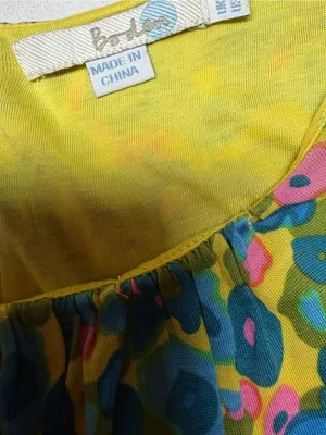 Boden Yellow, Blue & Pink Floral Scoop-Neck Midi Dress thumbnail 7
