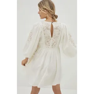 Anthropologie Viveka Embroidered Lace Mini Dress Medium goddess bohemian fairy thumbnail 3