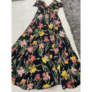 Privacy Please Black Floral Ruffle Maxi Dress Adjustable Straps V-Neck Size S thumbnail 15