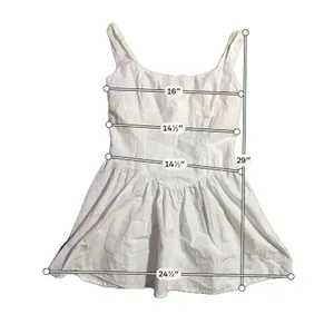 VergeGirl White Cotton Mini Dress Scoop Neck Smocked Back Fit Flare Sleeveless S thumbnail 3