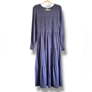 ZESICA long sleeve smocked tiered midi dress size Large thumbnail 4