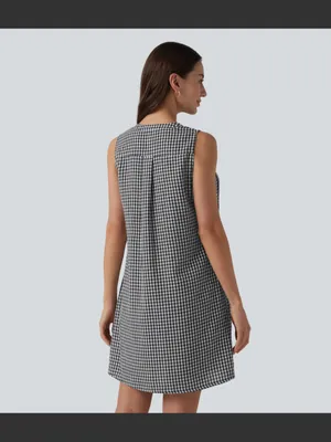 HALARA Black and White Gingham Sleeveless A-Line Dress NWT thumbnail 2