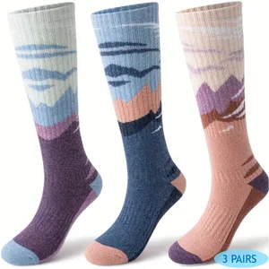 Unisex Tall Ski Socks 10-13 Merino Wool Anti-odor Anti-slip Alps Design NEW NICE thumbnail 2