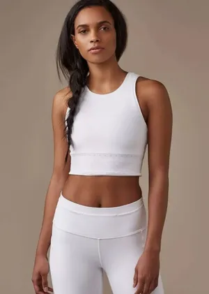 Cropped, All White Lululemon Tank Top With Mesh Bottom thumbnail 1