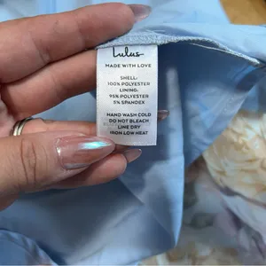 NWT Lulus Playfully Posh Blue Floral Organza Tie-Strap Tiered Midi Dress thumbnail 11