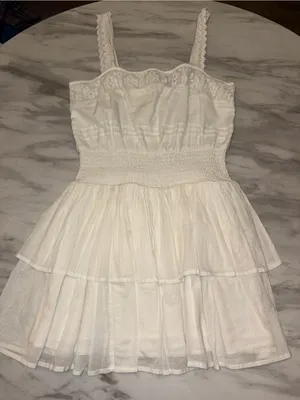 Forever 21 White Crochet Tiered Sun Mini Dress - NWT thumbnail 1