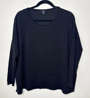 COS Black Oversized Knit Long Sleeve Tunic Top SZ‎ Medium Stretch Minimal Luxury thumbnail 1